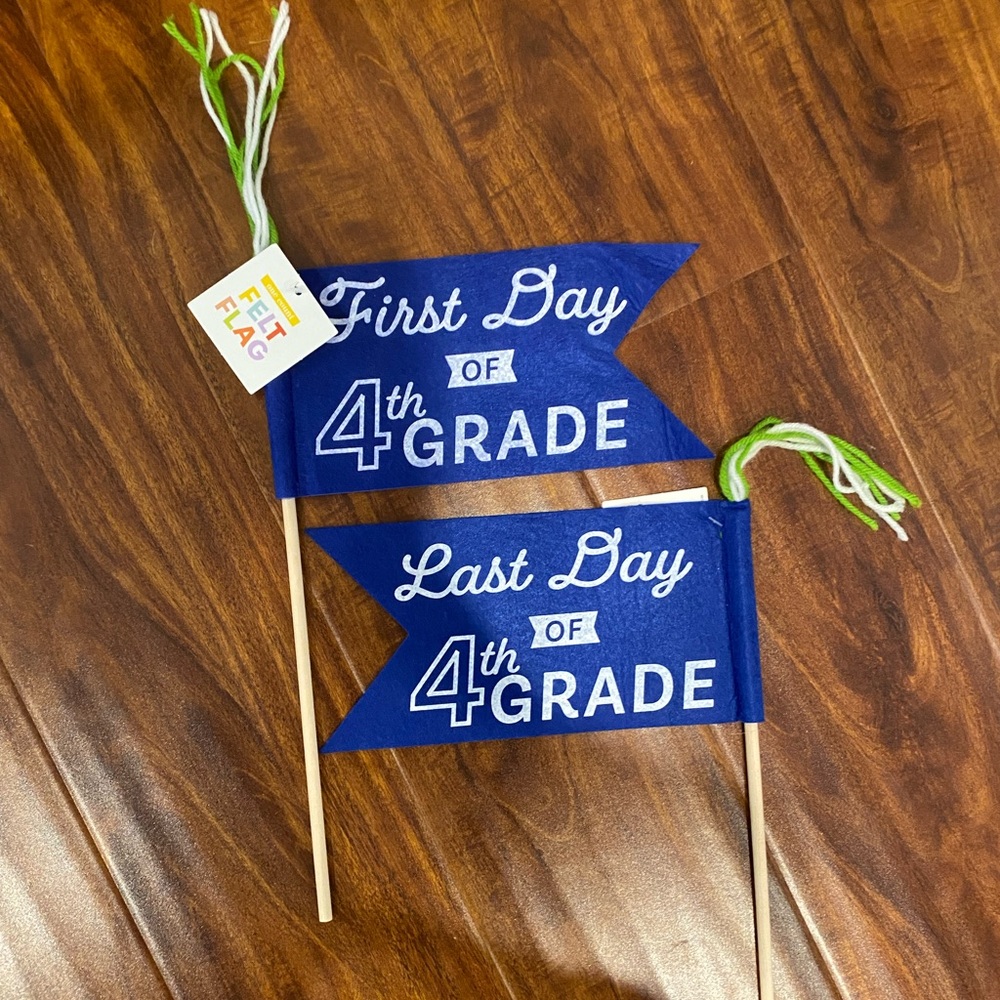 Target Bullseye Felt Flag “First Day of 4th Grade” “Last Day of 4th Grade”